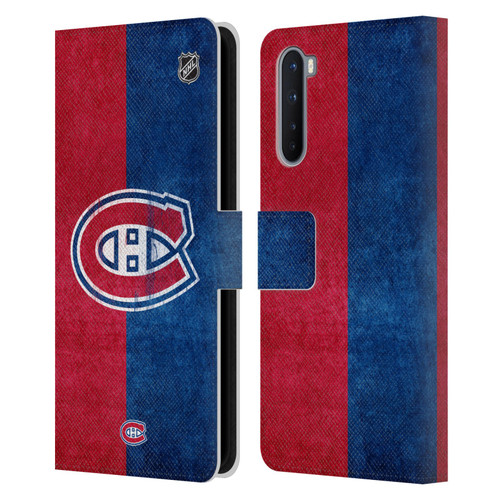 NHL Montreal Canadiens Half Distressed Leather Book Wallet Case Cover For OnePlus Nord 5G