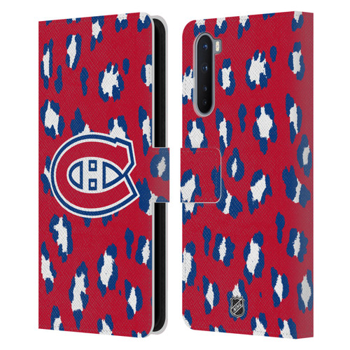 NHL Montreal Canadiens Leopard Patten Leather Book Wallet Case Cover For OnePlus Nord 5G