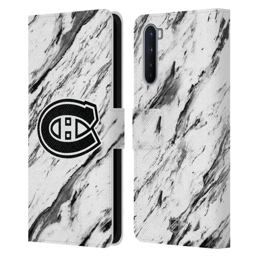 NHL Montreal Canadiens Marble Leather Book Wallet Case Cover For OnePlus Nord 5G