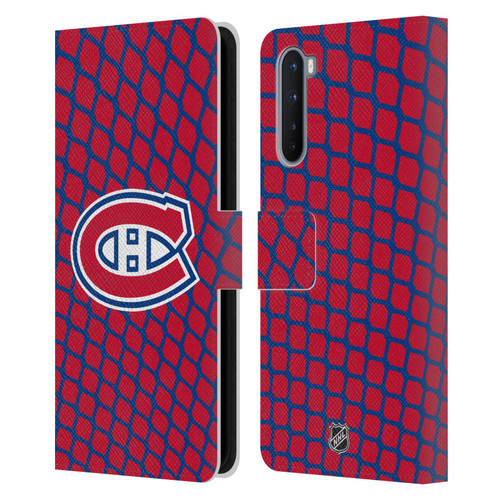 NHL Montreal Canadiens Net Pattern Leather Book Wallet Case Cover For OnePlus Nord 5G