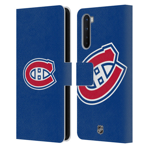 NHL Montreal Canadiens Plain Leather Book Wallet Case Cover For OnePlus Nord 5G