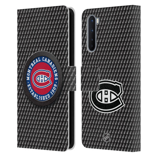 NHL Montreal Canadiens Puck Texture Leather Book Wallet Case Cover For OnePlus Nord 5G