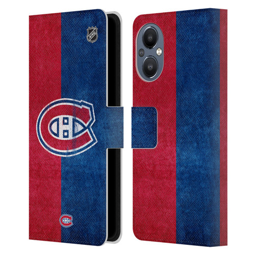 NHL Montreal Canadiens Half Distressed Leather Book Wallet Case Cover For OnePlus Nord N20 5G