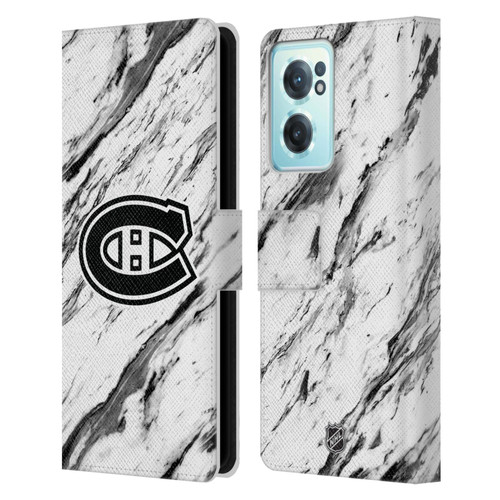 NHL Montreal Canadiens Marble Leather Book Wallet Case Cover For OnePlus Nord CE 2 5G