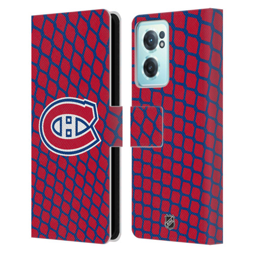 NHL Montreal Canadiens Net Pattern Leather Book Wallet Case Cover For OnePlus Nord CE 2 5G