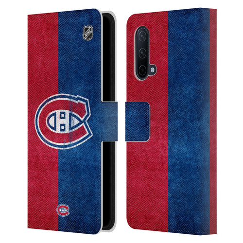 NHL Montreal Canadiens Half Distressed Leather Book Wallet Case Cover For OnePlus Nord CE 5G