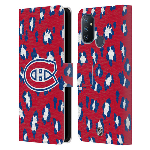 NHL Montreal Canadiens Leopard Patten Leather Book Wallet Case Cover For OnePlus Nord N100