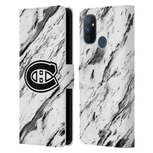 NHL Montreal Canadiens Marble Leather Book Wallet Case Cover For OnePlus Nord N100