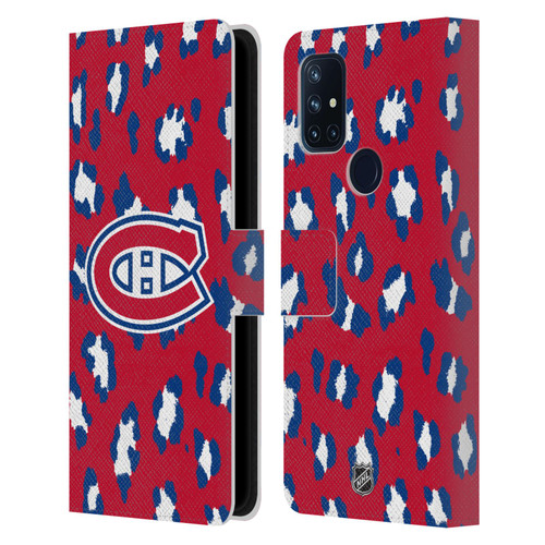 NHL Montreal Canadiens Leopard Patten Leather Book Wallet Case Cover For OnePlus Nord N10 5G