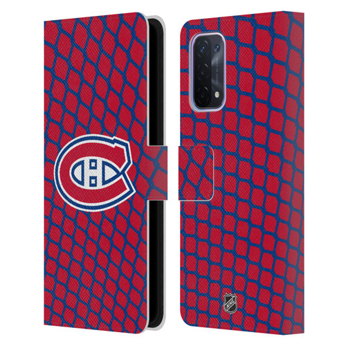 NHL Montreal Canadiens Net Pattern Leather Book Wallet Case Cover For OPPO A54 5G