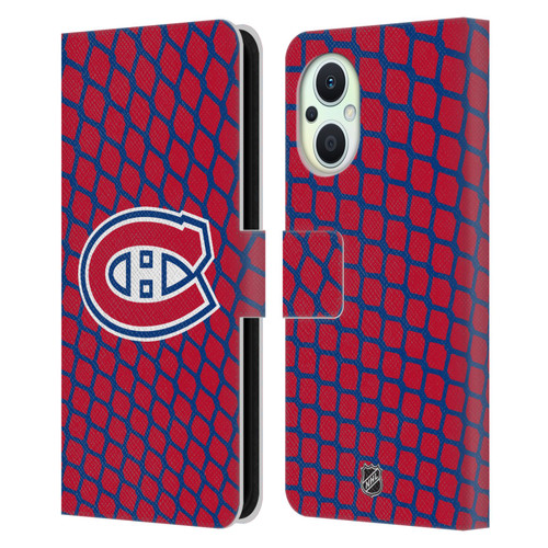 NHL Montreal Canadiens Net Pattern Leather Book Wallet Case Cover For OPPO Reno8 Lite