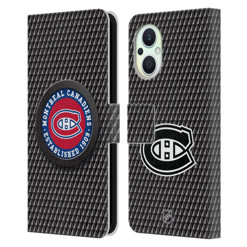 NHL Montreal Canadiens Puck Texture Leather Book Wallet Case Cover For OPPO Reno8 Lite