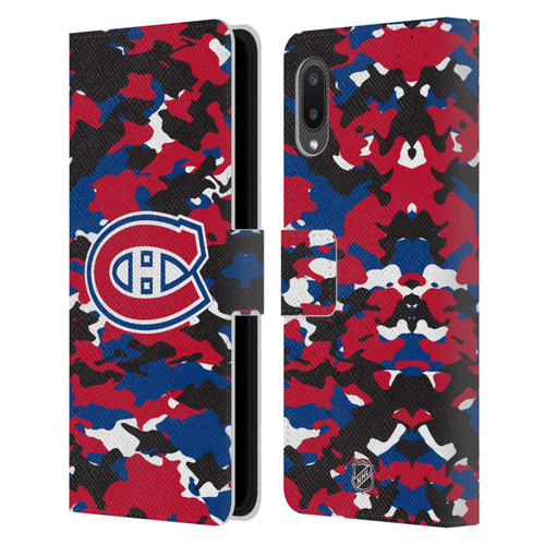 NHL Montreal Canadiens Camouflage Leather Book Wallet Case Cover For Samsung Galaxy A02/M02 (2021)