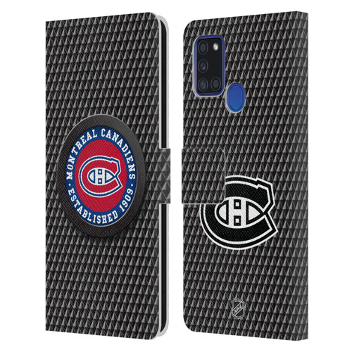 NHL Montreal Canadiens Puck Texture Leather Book Wallet Case Cover For Samsung Galaxy A21s (2020)