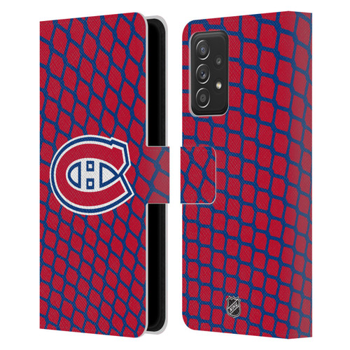 NHL Montreal Canadiens Net Pattern Leather Book Wallet Case Cover For Samsung Galaxy A53 5G (2022)