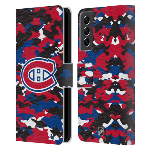 NHL Montreal Canadiens Camouflage Leather Book Wallet Case Cover For Samsung Galaxy S21 FE 5G