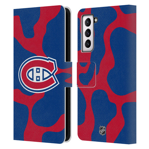 NHL Montreal Canadiens Cow Pattern Leather Book Wallet Case Cover For Samsung Galaxy S21 5G