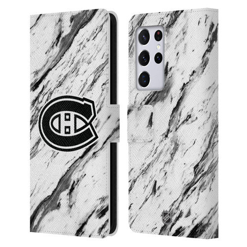 NHL Montreal Canadiens Marble Leather Book Wallet Case Cover For Samsung Galaxy S21 Ultra 5G