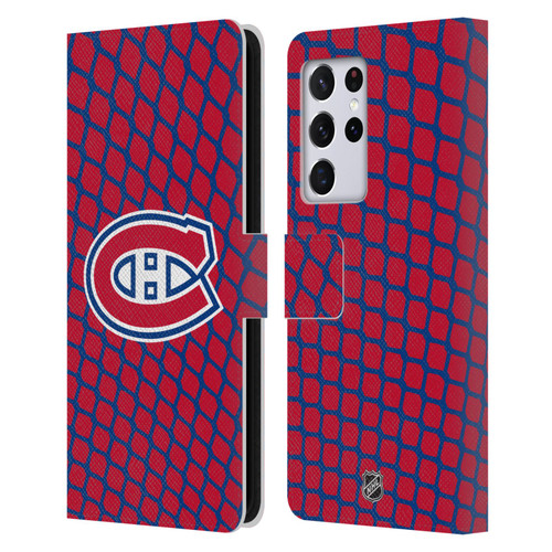 NHL Montreal Canadiens Net Pattern Leather Book Wallet Case Cover For Samsung Galaxy S21 Ultra 5G