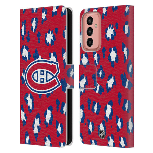 NHL Montreal Canadiens Leopard Patten Leather Book Wallet Case Cover For Samsung Galaxy M13 (2022)