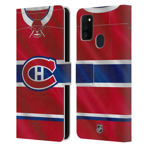 NHL Montreal Canadiens Jersey Leather Book Wallet Case Cover For Samsung Galaxy M30s (2019)/M21 (2020)