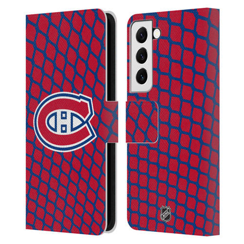 NHL Montreal Canadiens Net Pattern Leather Book Wallet Case Cover For Samsung Galaxy S22 5G