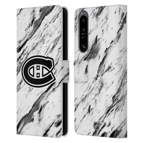 NHL Montreal Canadiens Marble Leather Book Wallet Case Cover For Sony Xperia 1 IV
