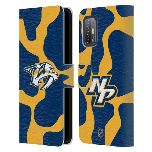 NHL Nashville Predators Cow Pattern Leather Book Wallet Case Cover For HTC Desire 21 Pro 5G
