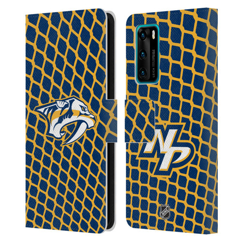 NHL Nashville Predators Net Pattern Leather Book Wallet Case Cover For Huawei P40 5G