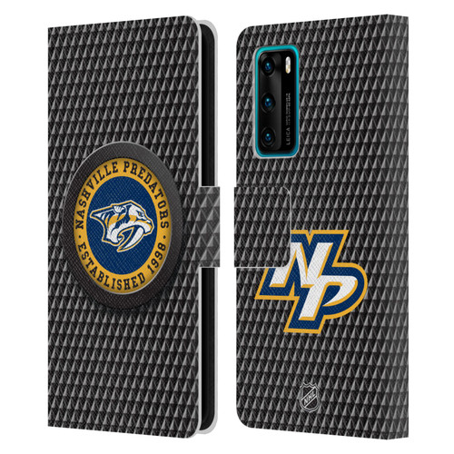 NHL Nashville Predators Puck Texture Leather Book Wallet Case Cover For Huawei P40 5G