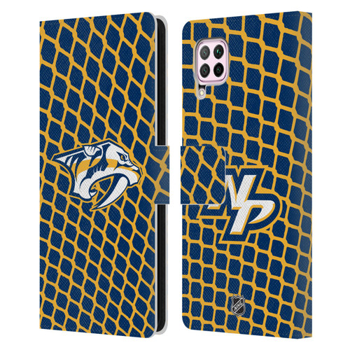 NHL Nashville Predators Net Pattern Leather Book Wallet Case Cover For Huawei Nova 6 SE / P40 Lite