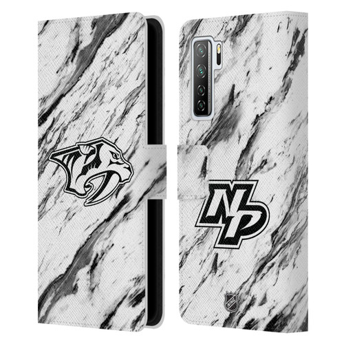 NHL Nashville Predators Marble Leather Book Wallet Case Cover For Huawei Nova 7 SE/P40 Lite 5G