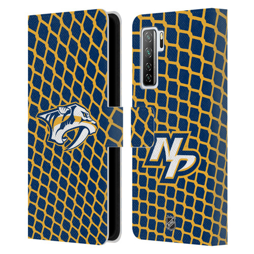 NHL Nashville Predators Net Pattern Leather Book Wallet Case Cover For Huawei Nova 7 SE/P40 Lite 5G