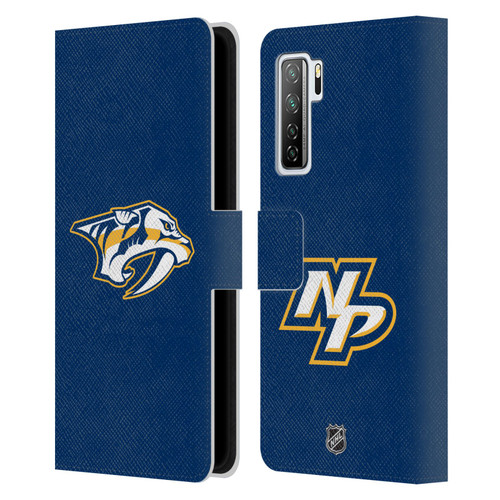 NHL Nashville Predators Plain Leather Book Wallet Case Cover For Huawei Nova 7 SE/P40 Lite 5G