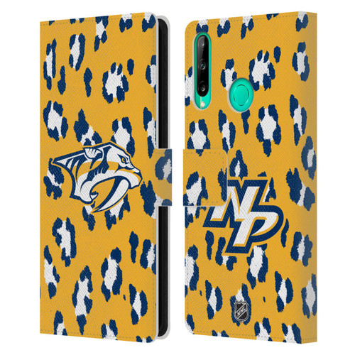 NHL Nashville Predators Leopard Patten Leather Book Wallet Case Cover For Huawei P40 lite E
