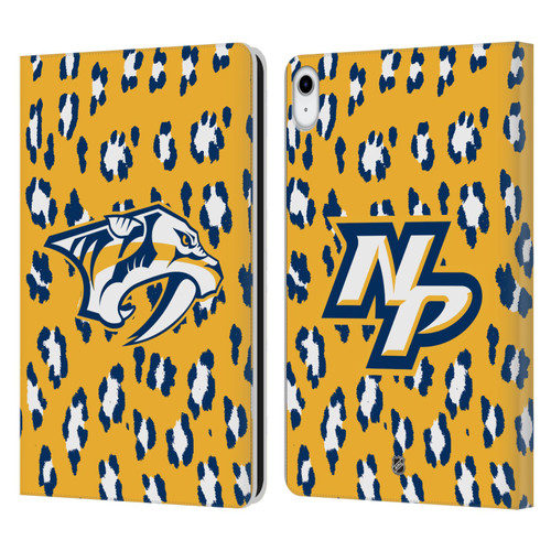 NHL Nashville Predators Leopard Patten Leather Book Wallet Case Cover For Apple iPad 10.9 (2022)