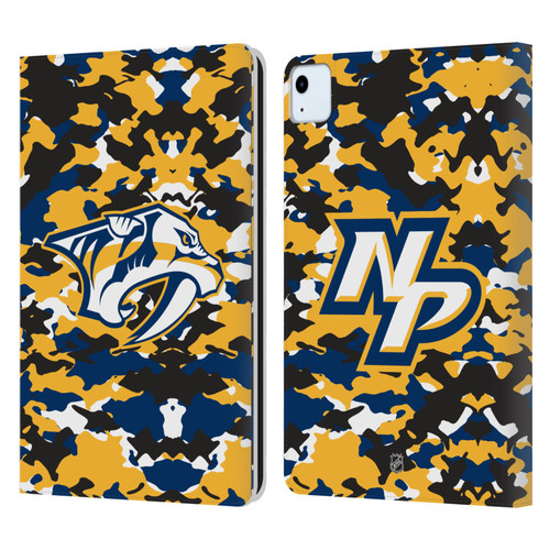 NHL Nashville Predators Camouflage Leather Book Wallet Case Cover For Apple iPad Air 11 2020/2022/2024