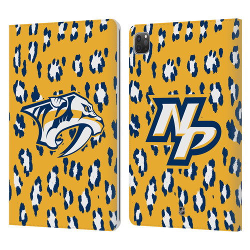 NHL Nashville Predators Leopard Patten Leather Book Wallet Case Cover For Apple iPad Pro 11 2020 / 2021 / 2022