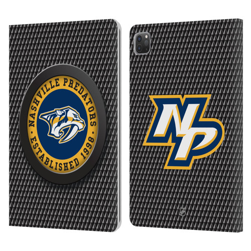 NHL Nashville Predators Puck Texture Leather Book Wallet Case Cover For Apple iPad Pro 11 2020 / 2021 / 2022