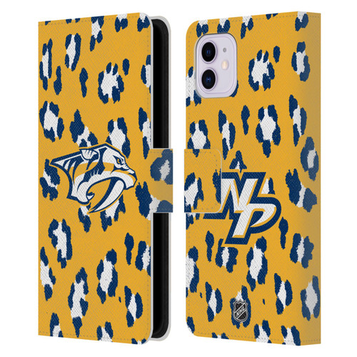 NHL Nashville Predators Leopard Patten Leather Book Wallet Case Cover For Apple iPhone 11