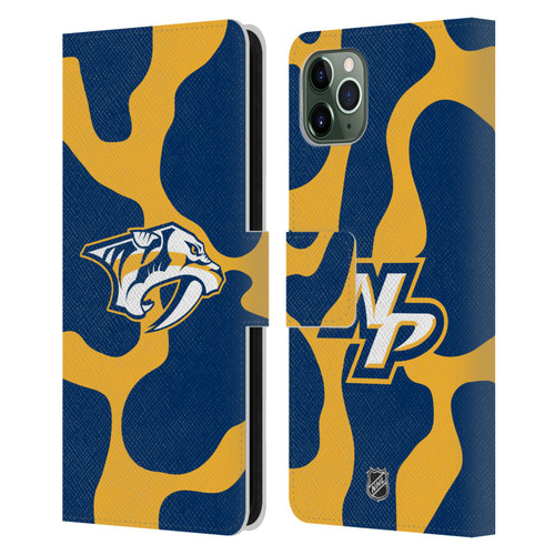 NHL Nashville Predators Cow Pattern Leather Book Wallet Case Cover For Apple iPhone 11 Pro Max
