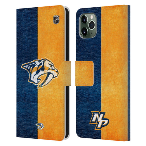 NHL Nashville Predators Half Distressed Leather Book Wallet Case Cover For Apple iPhone 11 Pro Max