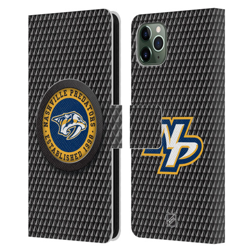NHL Nashville Predators Puck Texture Leather Book Wallet Case Cover For Apple iPhone 11 Pro Max