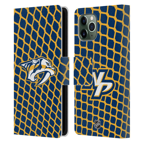 NHL Nashville Predators Net Pattern Leather Book Wallet Case Cover For Apple iPhone 11 Pro