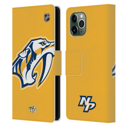 NHL Nashville Predators Oversized Leather Book Wallet Case Cover For Apple iPhone 11 Pro