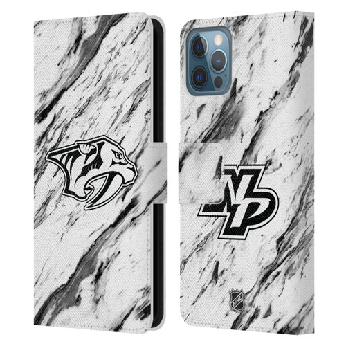 NHL Nashville Predators Marble Leather Book Wallet Case Cover For Apple iPhone 12 / iPhone 12 Pro