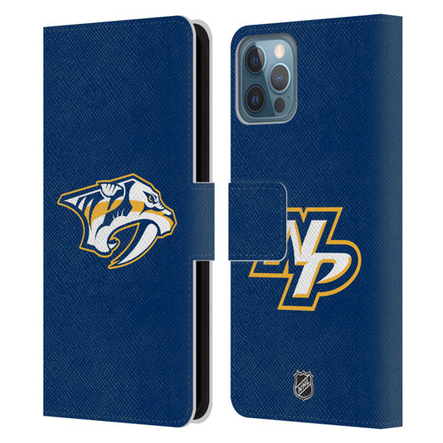 NHL Nashville Predators Plain Leather Book Wallet Case Cover For Apple iPhone 12 / iPhone 12 Pro