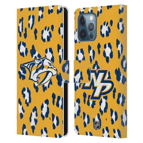 NHL Nashville Predators Leopard Patten Leather Book Wallet Case Cover For Apple iPhone 12 Pro Max