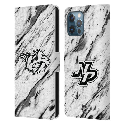 NHL Nashville Predators Marble Leather Book Wallet Case Cover For Apple iPhone 12 Pro Max