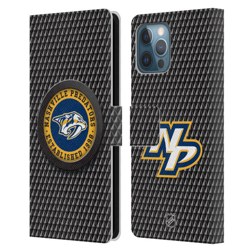 NHL Nashville Predators Puck Texture Leather Book Wallet Case Cover For Apple iPhone 12 Pro Max